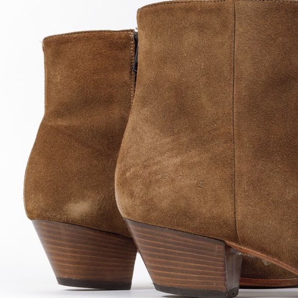 Woman by Common Projects Suede Tobacco Brown Zip Ankle Boots - Picture 8 of 11